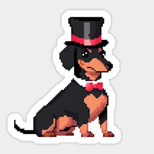 8 Bit Dachshund with Hat Sticker